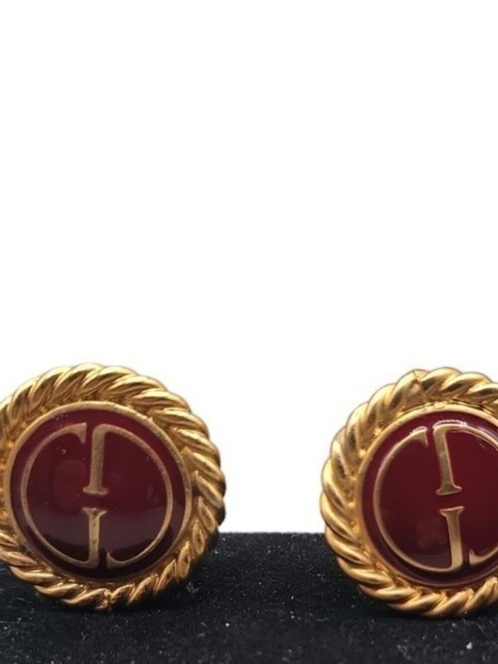 Vintage Gucci 1992 Red Enamel GG Logo Blazer Buttons Gold Plated Set of 2 Italy - Picture 5 of 15